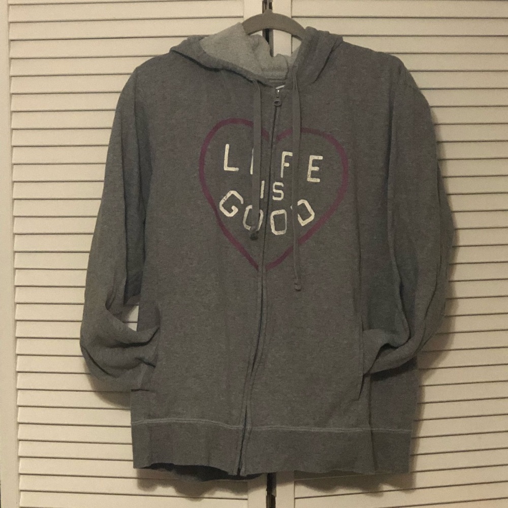Life is Good grey zip up hoodie